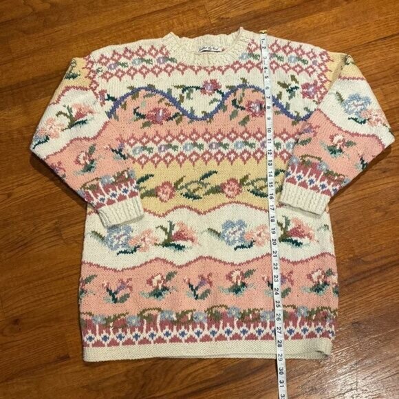 Vintage 1991 Tiara International Knitted by Hand Sweater - Size M - Picture 8 of 9